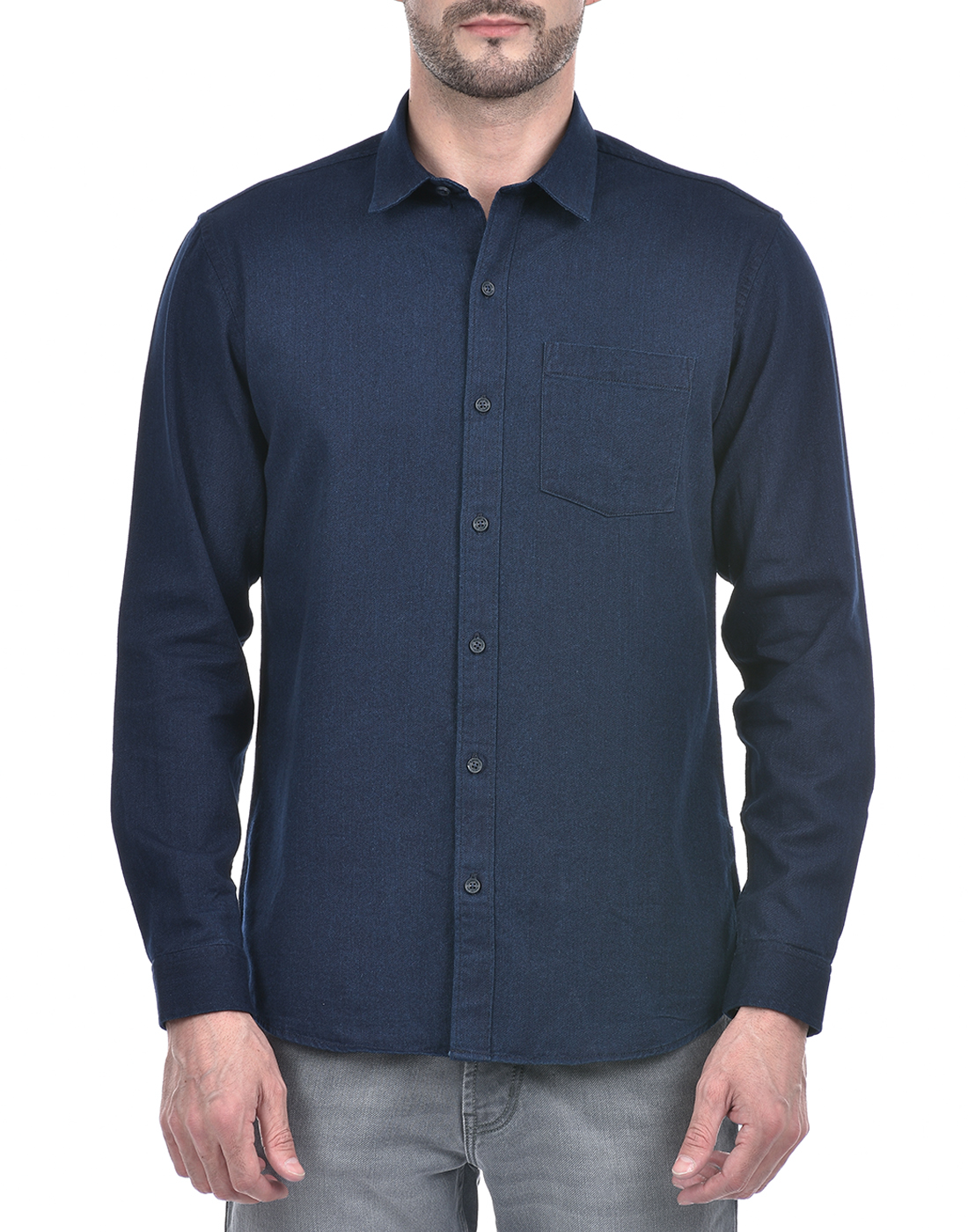 Numero Uno Men Solid Dark Blue Shirt